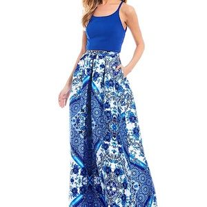 Two-Piece Lace-Up-Back Top Prom Dress